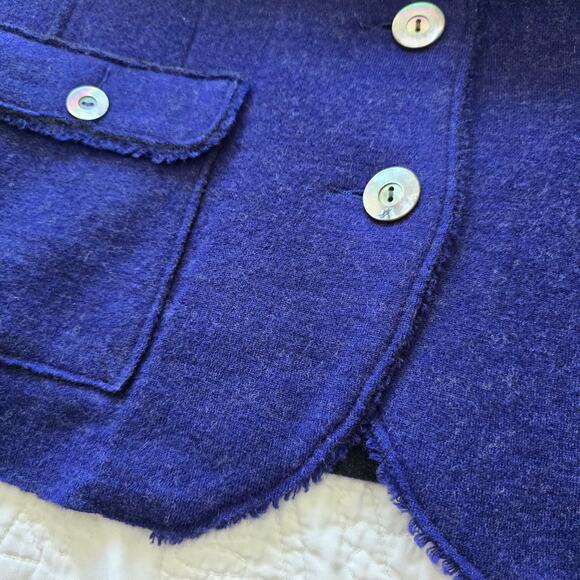 Eileen Fisher Felted Merino Wool Blazer Jacket Size XL Navy Lagenlook Minimalist - Picture 6 of 10